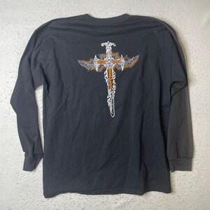 Orange County Choppers Long Sleeve Shirt Mens XL Black Flame Graphic Sword Cross